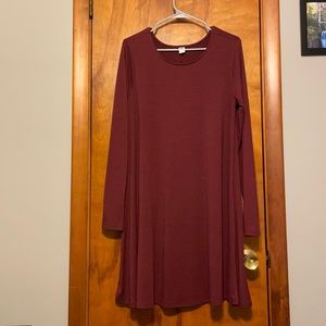 Burgundy Long Sleeve Dress